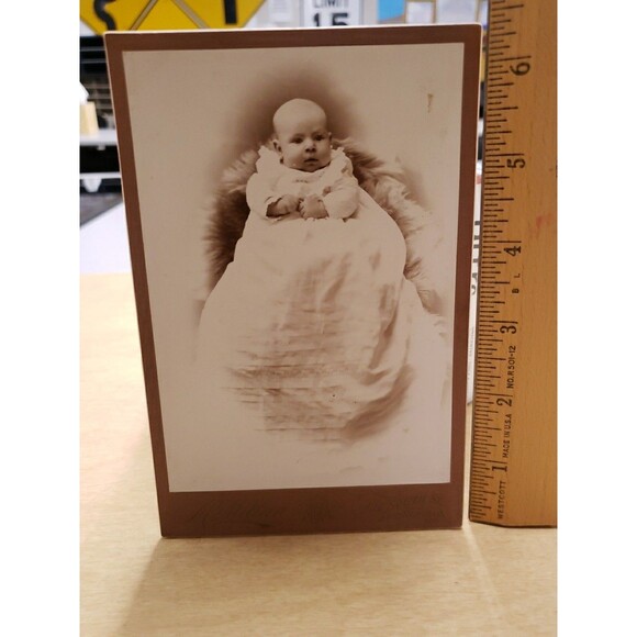 Antique Cabinet Card Baby Infant c1880s McMillan Photographer Springfield MO - Picture 10 of 11